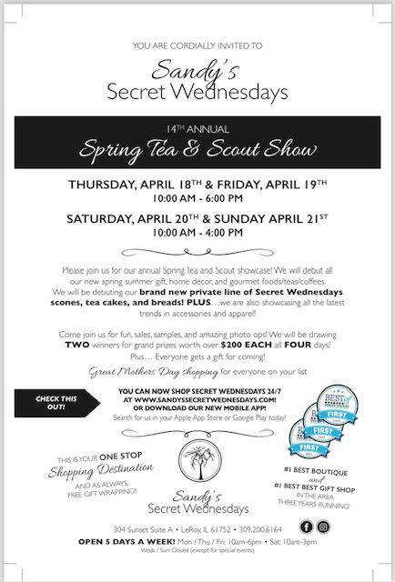 Sandy's Secret Wednesdays event flier